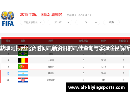 获取阿根廷比赛时间最新资讯的最佳查询与掌握途径解析